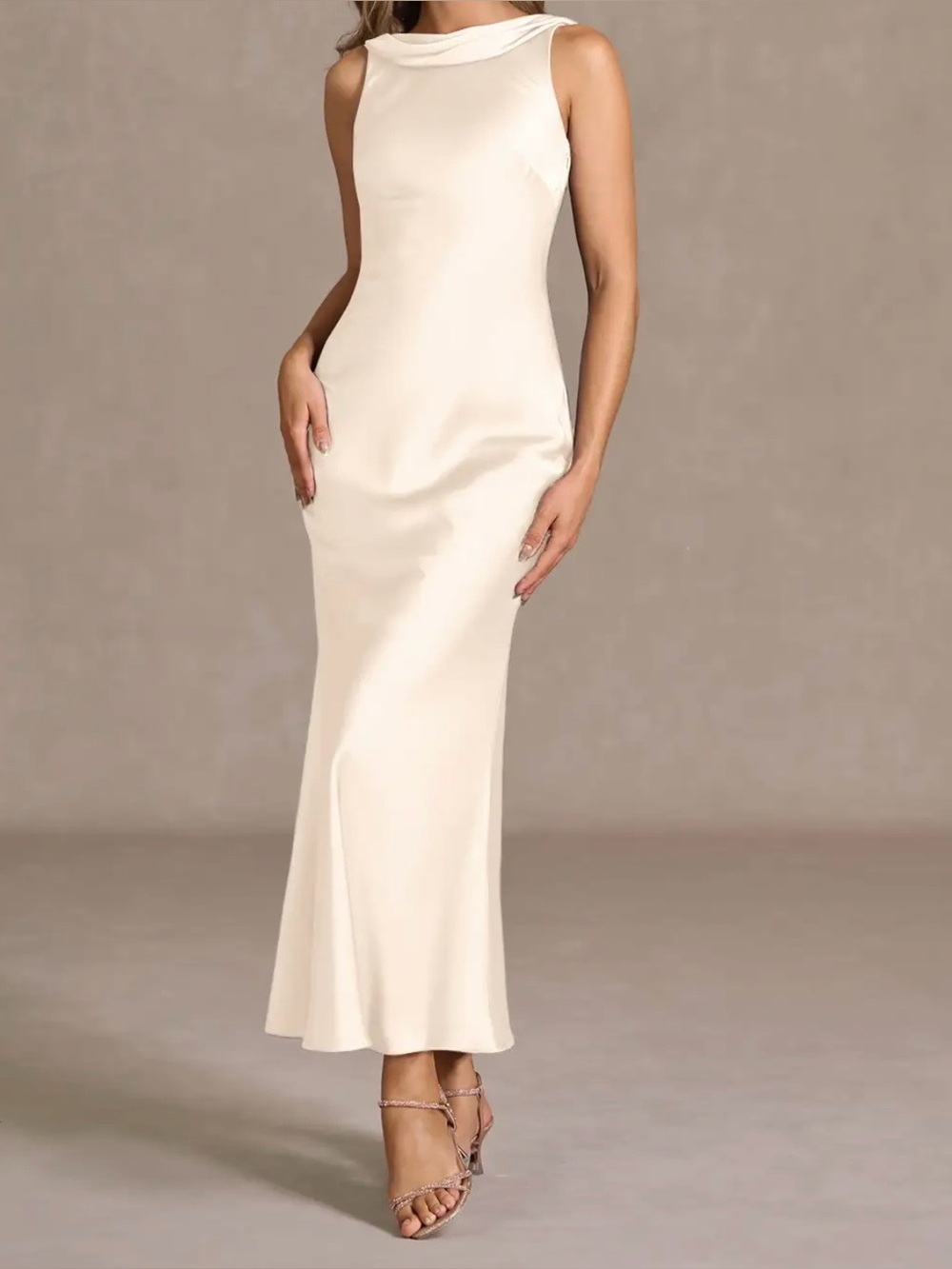 Azazie Atelier Cyanee Cream Maxi Dress